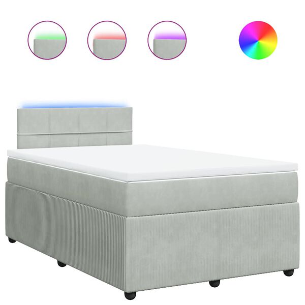 vidaXL Sommier &agrave; lattes de lit et matelas gris clair 120x190cm velours