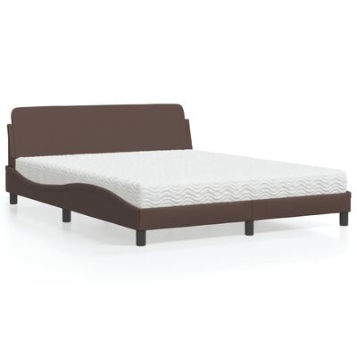 vidaXL Lit avec matelas marron 160x200 cm similicuir