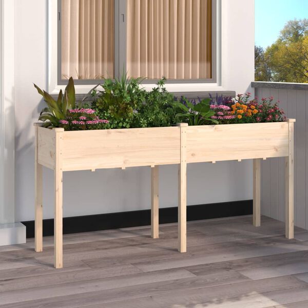 vidaXL Jardini&egrave;re avec doublure 161x45x76 cm bois massif de sapin