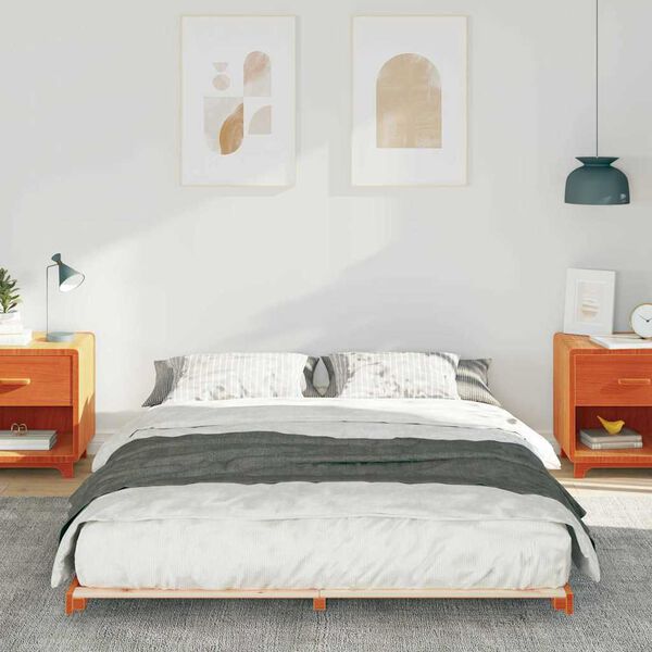 vidaXL Cadre de lit sur&eacute;lev&eacute; Marron cire 140 x 210 cm