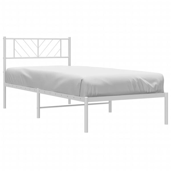 vidaXL Cadre de lit m&eacute;tal sans matelas et t&ecirc;te de lit blanc 107x203 cm