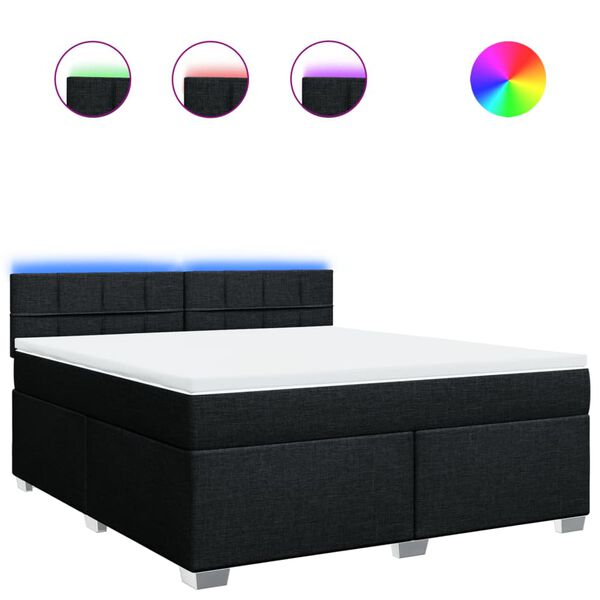 vidaXL Sommier &agrave; lattes de lit avec matelas Noir 180x200 cm Tissu