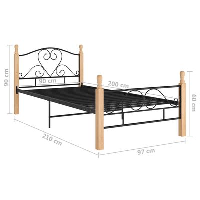 vidaXL Cadre de lit sans matelas noir métal 90x200 cm