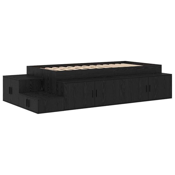 vidaXL Cadre de lit avec rangement Chêne noir 80 cm Bois d'ingénierie