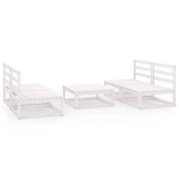 vidaXL Salon de jardin 5 pcs Blanc Bois de pin massif