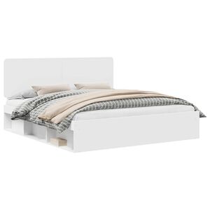 vidaXL Cadre de lit Blanc 200 x 200 cm Bois de pin massif