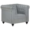 vidaXL Fauteuil Chesterfield Gris Cuir v&eacute;ritable