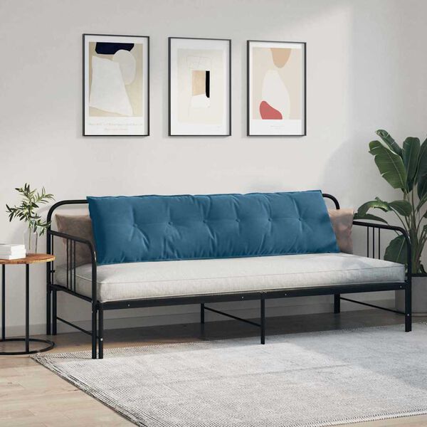 vidaXL Coussin de Dos Bleu 180 x 50 cm Tissu en velours c&ocirc;tel&eacute;