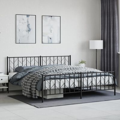 vidaXL Cadre de lit métal sans matelas avec pied de lit noir 193x203cm