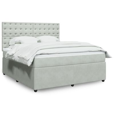 vidaXL Sommier à lattes de lit et matelas Gris clair 180x200cm Velours