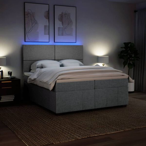vidaXL Sommier &agrave; lattes de lit avec matelas Gris clair 200x200cm Tissu
