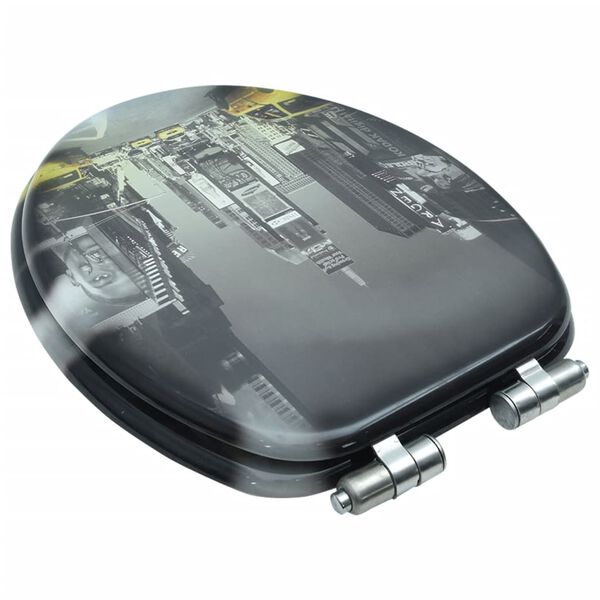 vidaXL Siège WC MDF Couvercle à fermeture en douceur Design New York