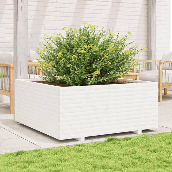 vidaXL Jardini&egrave;re blanc 110x110x49,5 cm bois de pin massif