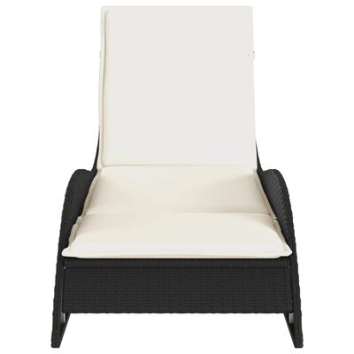 vidaXL Chaise longue avec coussin noir 60x205x73 cm résine tressée