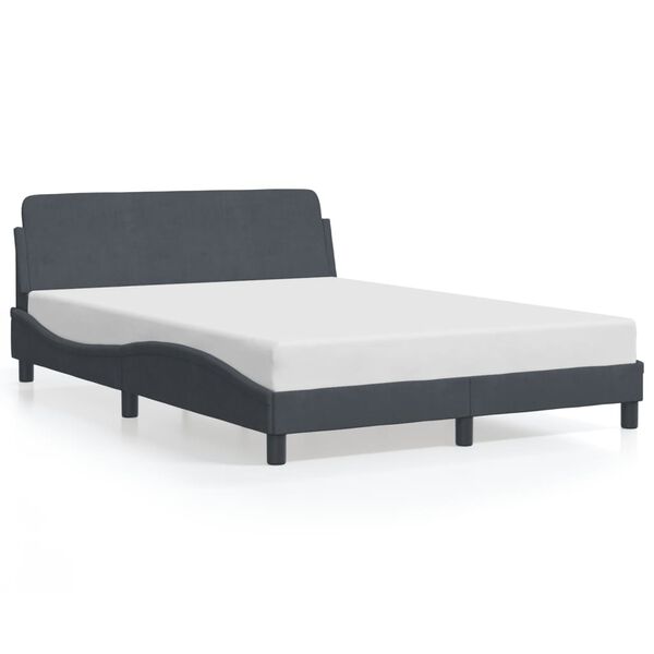 vidaXL Cadre de lit Dover gris fonc&eacute; 140x200 cm velours