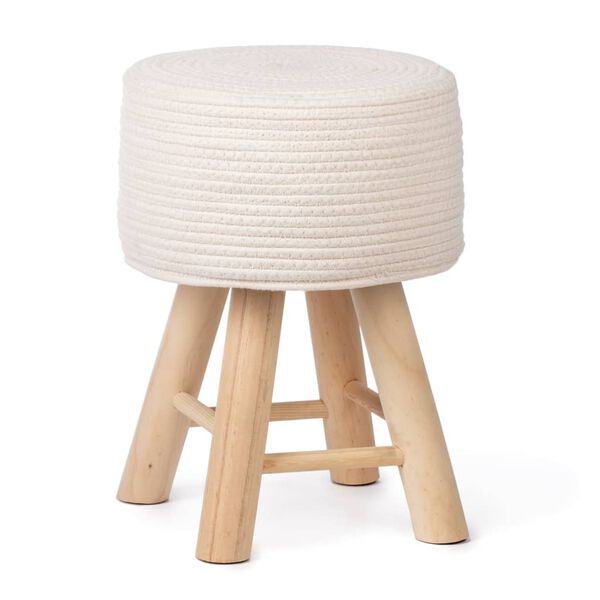 KidsDepot Tabouret Iggy 29 cm Coton et bois Blanc