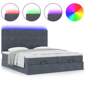 VidaXL Cadre de lit ottoman avec matelas gris fonc&eacute; 160x200cm velours