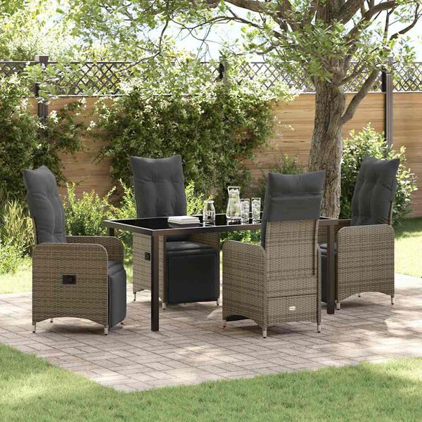 vidaXL Ensemble de salle &agrave; manger pour jardin 5 pcs Gris polyrotin