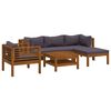 vidaXL Salon de jardin 6 pcs avec coussin Bois d'acacia solide