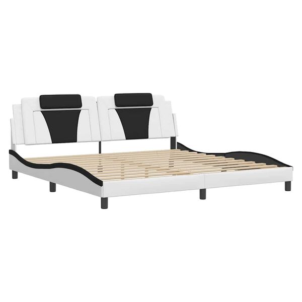 vidaXL Cadre de lit Viana sans matelas blanc et noir 200x200 cm similicuir