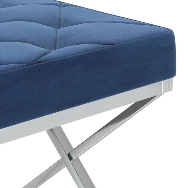 vidaXL Banc 97 cm Bleu Velours et acier inoxydable