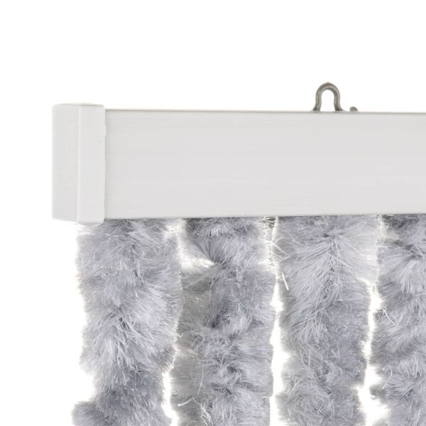 Travellife Rideau de porte Chenille Stripe 185x56 cm Gris et blanc