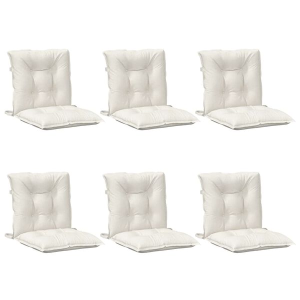 vidaXL Coussins de chaise à dossier bas lot de 6 crème mélangé tissu