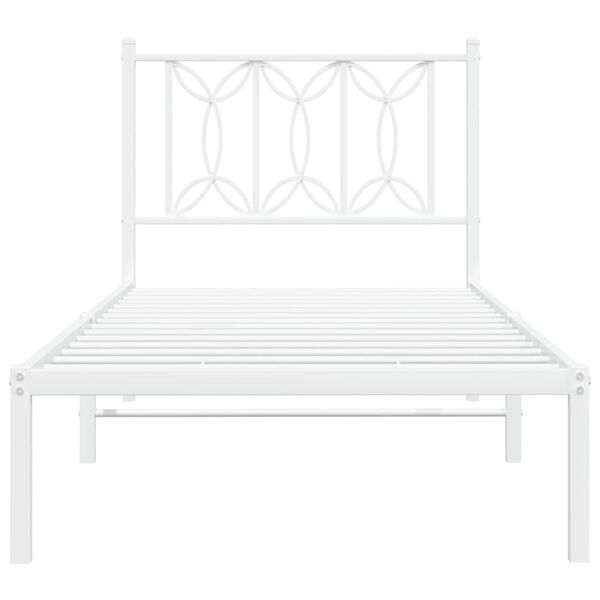 vidaXL Cadre de lit m&eacute;tal sans matelas avec t&ecirc;te de lit blanc 75x190cm