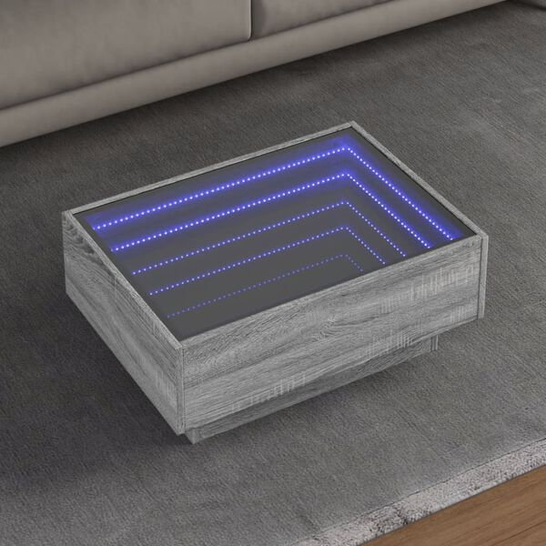 vidaXL Table basse avec LED sonoma gris 70x50x30 cm bois d'ing&eacute;nierie
