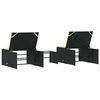 vidaXL Chaises longues modulaires 2 pi&egrave;ces avec table en r&eacute;sine tress&eacute;e noire