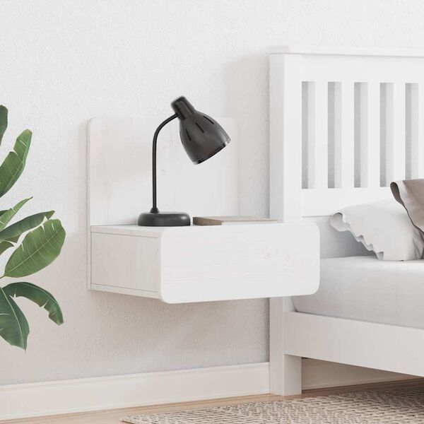 vidaXL Table de chevet Blanc 44 x 32,5 x 40 cm Bois massif en pin