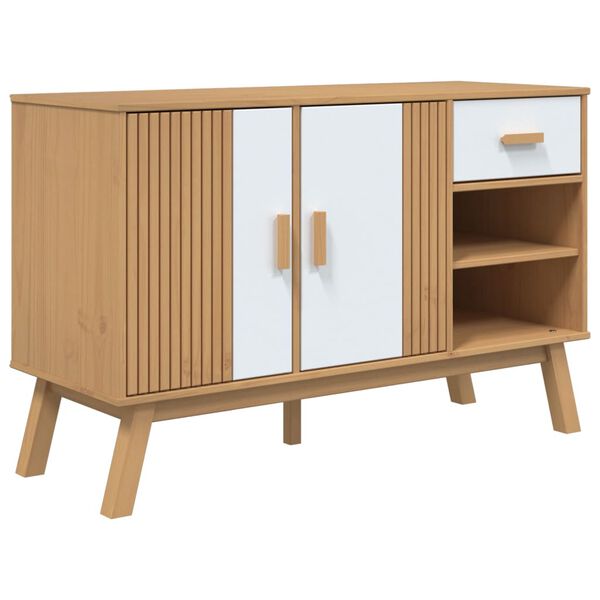 vidaXL Buffet OLDEN blanc et marron 114x43x73,5 cm bois massif de pin
