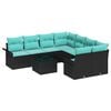 vidaXL Ensemble de canap&eacute; de jardin 9 pc 8-Nombre de places Noir