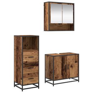 vidaXL Ensemble de mobilier de salle de bain 3 pc Bois Ancien