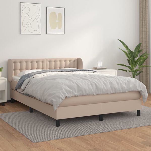 vidaXL Sommier &agrave; lattes de lit avec matelas Cappuccino 140x200 cm