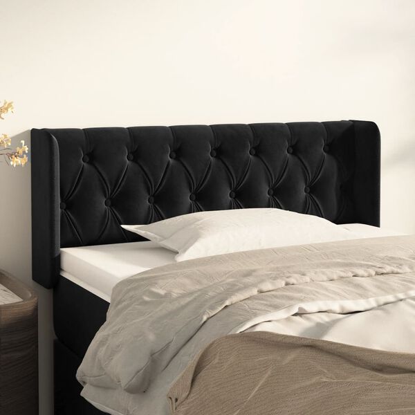 vidaXL T&ecirc;te de lit avec oreilles Noir 93x16x78/88 cm Velours
