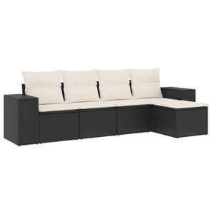 vidaXL Salon de jardin 5 pcs avec coussins noir r&eacute;sine tress&eacute;e