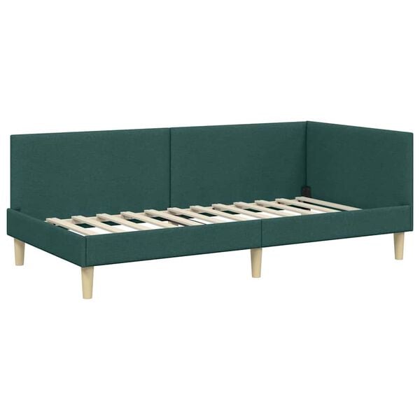 vidaXL Cadre de lit d'angle Vert foncé 100 cm x 200 cm Velours