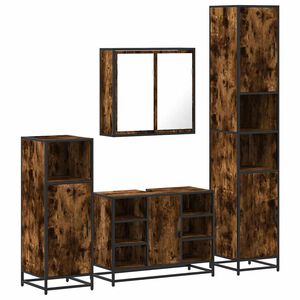 vidaXL Ensemble meubles salle de bain 4 pcs ch&ecirc;ne fum&eacute; bois ing&eacute;nierie