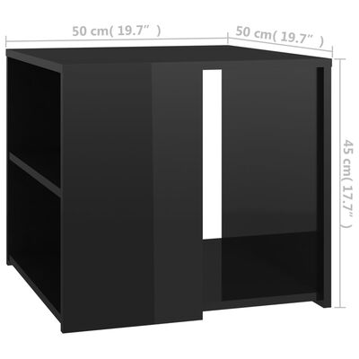 vidaXL Table d'appoint noir brillant 50x50x45 cm bois d'ingénierie