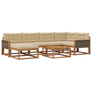 vidaXL Ensemble de canap&eacute;s d'ext&eacute;rieur 7 pcs Naturel et Beige
