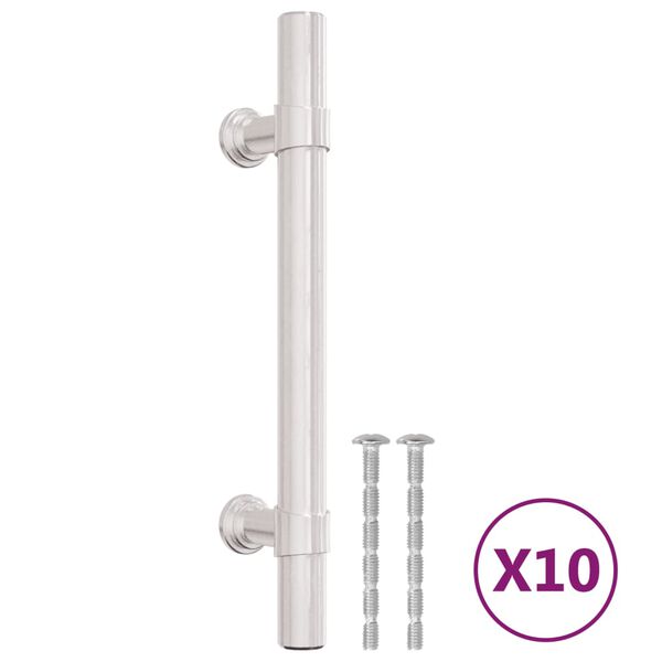 vidaXL Poignées d'armoire 10 pcs argenté 96 mm acier inoxydable