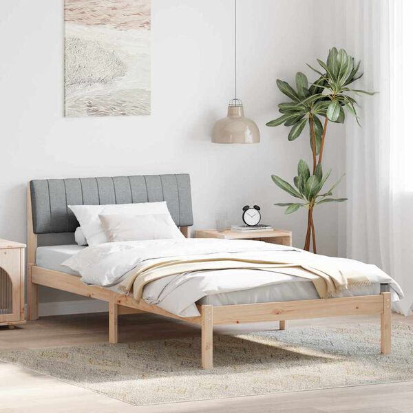 vidaXL Cadre de lit avec t&ecirc;te de lit Marron et gris clair 100 x 200 cm