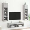 vidaXL Unit&eacute;s murales TV avec LED 6 pcs gris b&eacute;ton bois d'ing&eacute;nierie