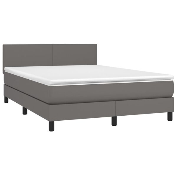 vidaXL Sommier &agrave; lattes de lit avec matelas Gris 140x190 cm Similicuir