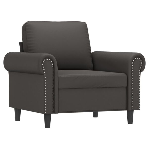vidaXL Fauteuil avec repose-pied Gris 60 cm Similicuir