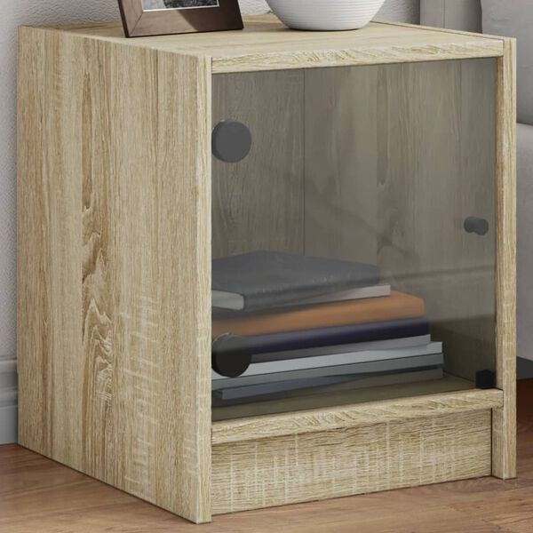 vidaXL Tables de chevet et portes vitr&eacute;es 2pcs ch&ecirc;ne sonoma 35x37x42cm
