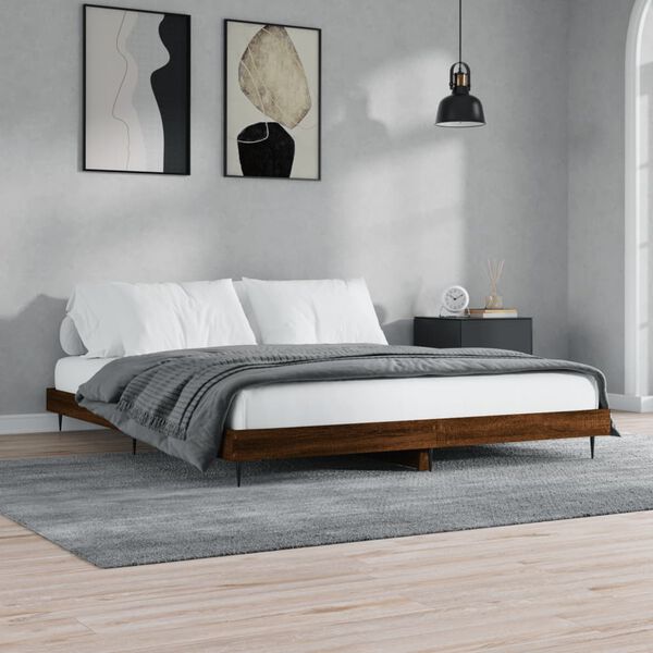 vidaXL Cadre de lit sans matelas ch&ecirc;ne marron 200x200 cm
