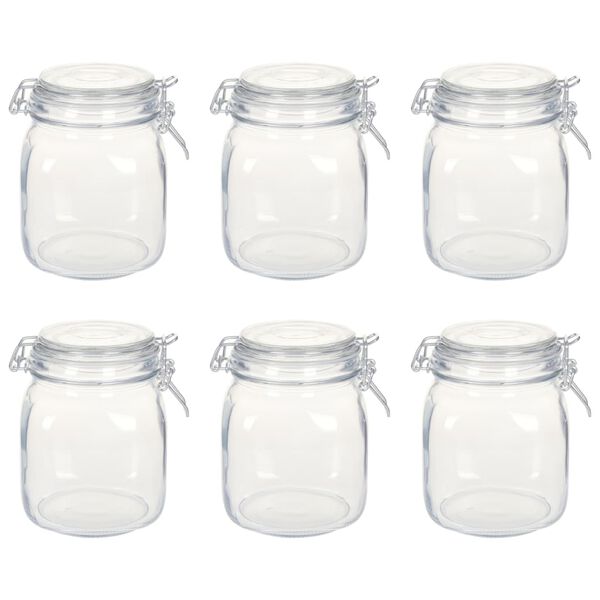 vidaXL Pots en verre avec serrure 6 pcs 1 L