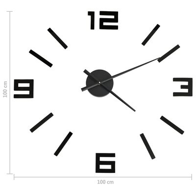 vidaXL Horloge murale 3D Design moderne Noir 100 cm XXL